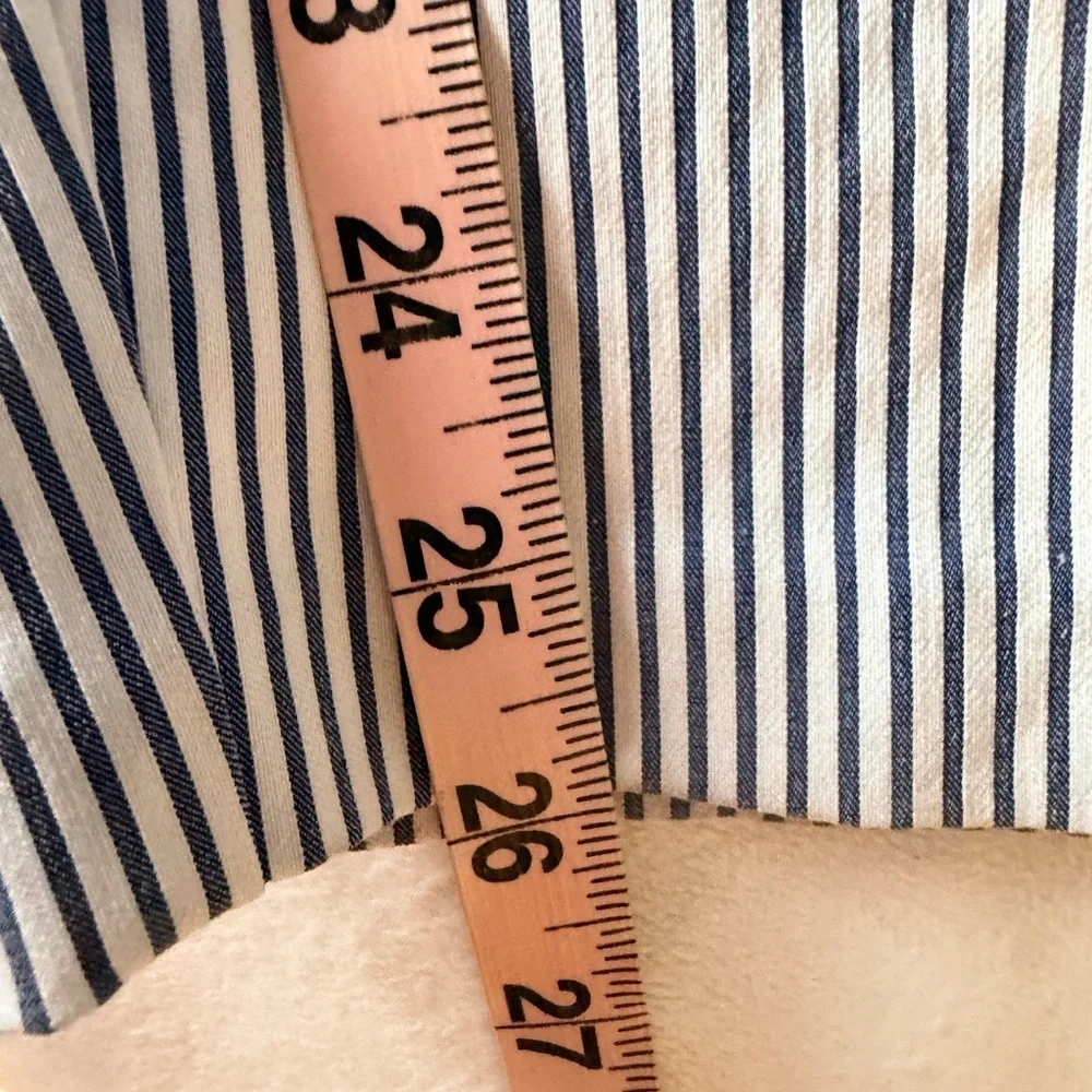 Massini Blue White Striped Pull On Pants Plus Size 3X Ankle Career